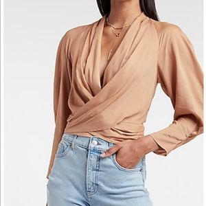 Express Satin Wrap Top